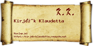Kirják Klaudetta névjegykártya
